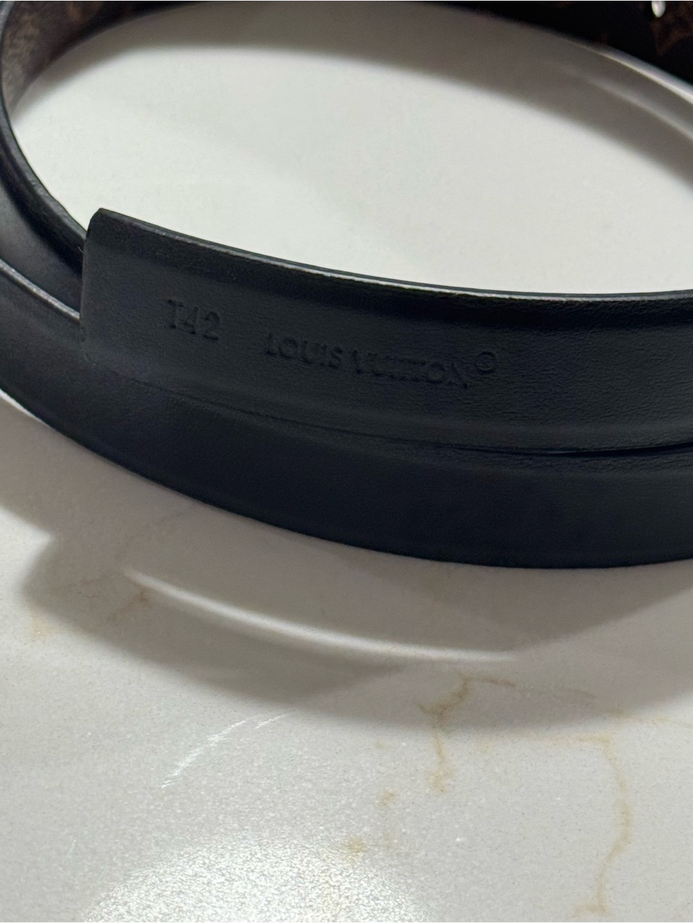 Louis Vuitton Black Leather Belt with Gold LV Signature Buckle - Picture 3 of 7